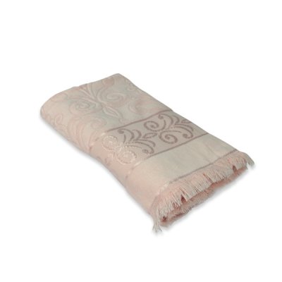 Ręcznik żakardowy strzępiony 100x150 cm Różowy