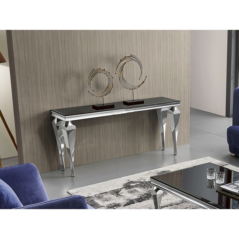 Konsola czarny szklany blat 160 x 40 x 75 Konsola czarny szklany blat 160 x 40 x 75