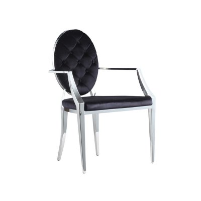 Krzesło z podłokietnikiem pikowane czarne