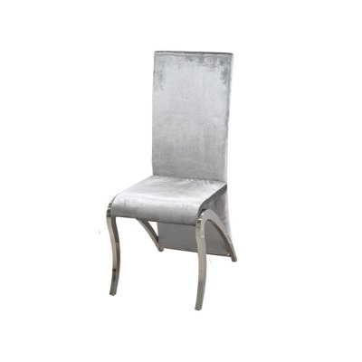 Krzesło welurowe srebrne wysokie