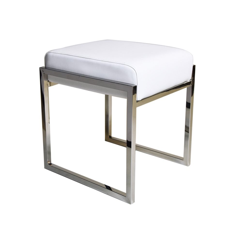Taboret z białym siedziskiem 43 x 37 x 44