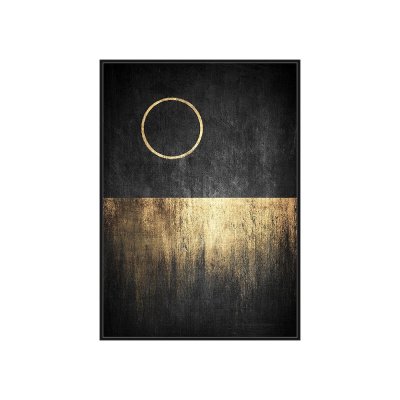 Obraz czarno-złoty z kołem 102 x 142