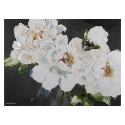 Obraz białe kwiaty na ciemnym tle 90 x 120