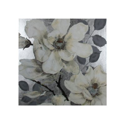 Obraz kwiaty srebrny 120 x 120