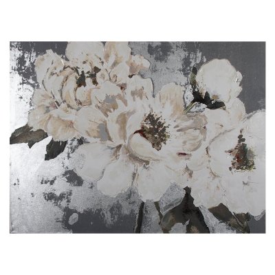 Obraz kwiaty srebrny 90 x 120