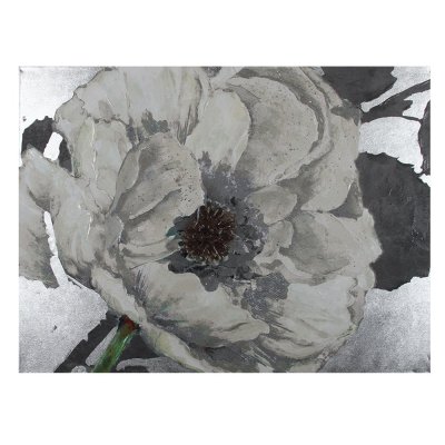 Obraz duży kwiat srebrny 90 x 120