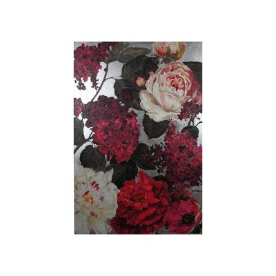 Obraz różowe kwiaty okraszone srebrem 150 x 225
