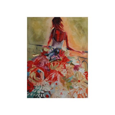 Obraz kobieta w sukni z kwiatów 120 x 90