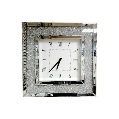 Zegar lustrzany z zatopionymi kryształkami 50 x 50