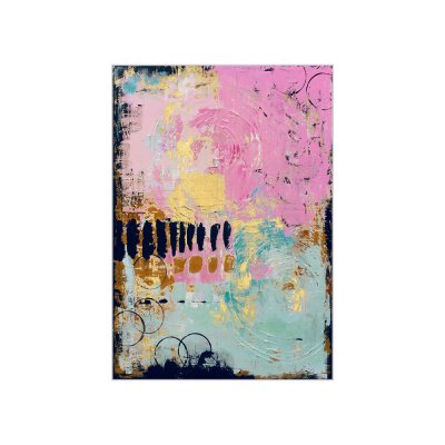 Abstrakcyjny obraz w kolorach różu i złota 80 x120 cm