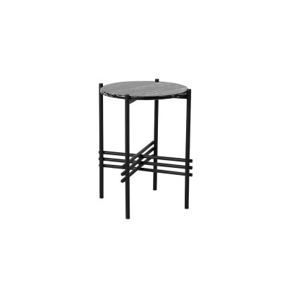 Czarny stolik z marmurowym blatem 44,5x56 cm