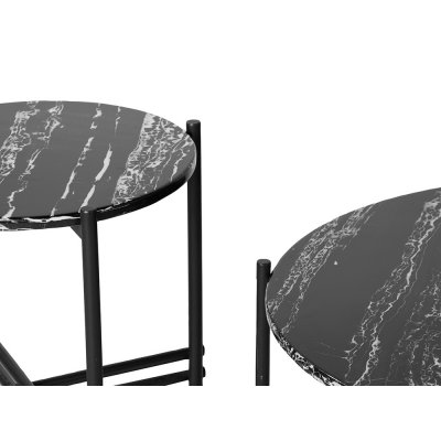 Czarny stolik z marmurowym blatem 44,5x56 cm