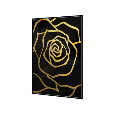 Czarny obraz złote kwiaty 82,6x122,6 cm