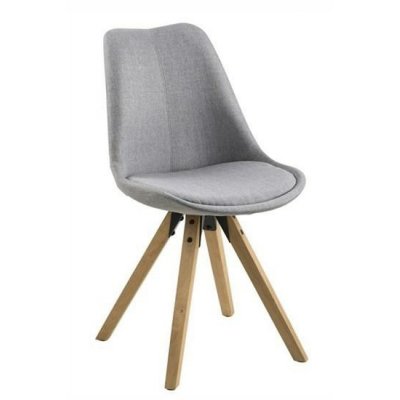 ACTONA krzesło tapicerowane DIMA  - jasnoszary, drewniane nogi
