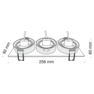 Atom - Potrójna oprawa downlight IV (czarna)