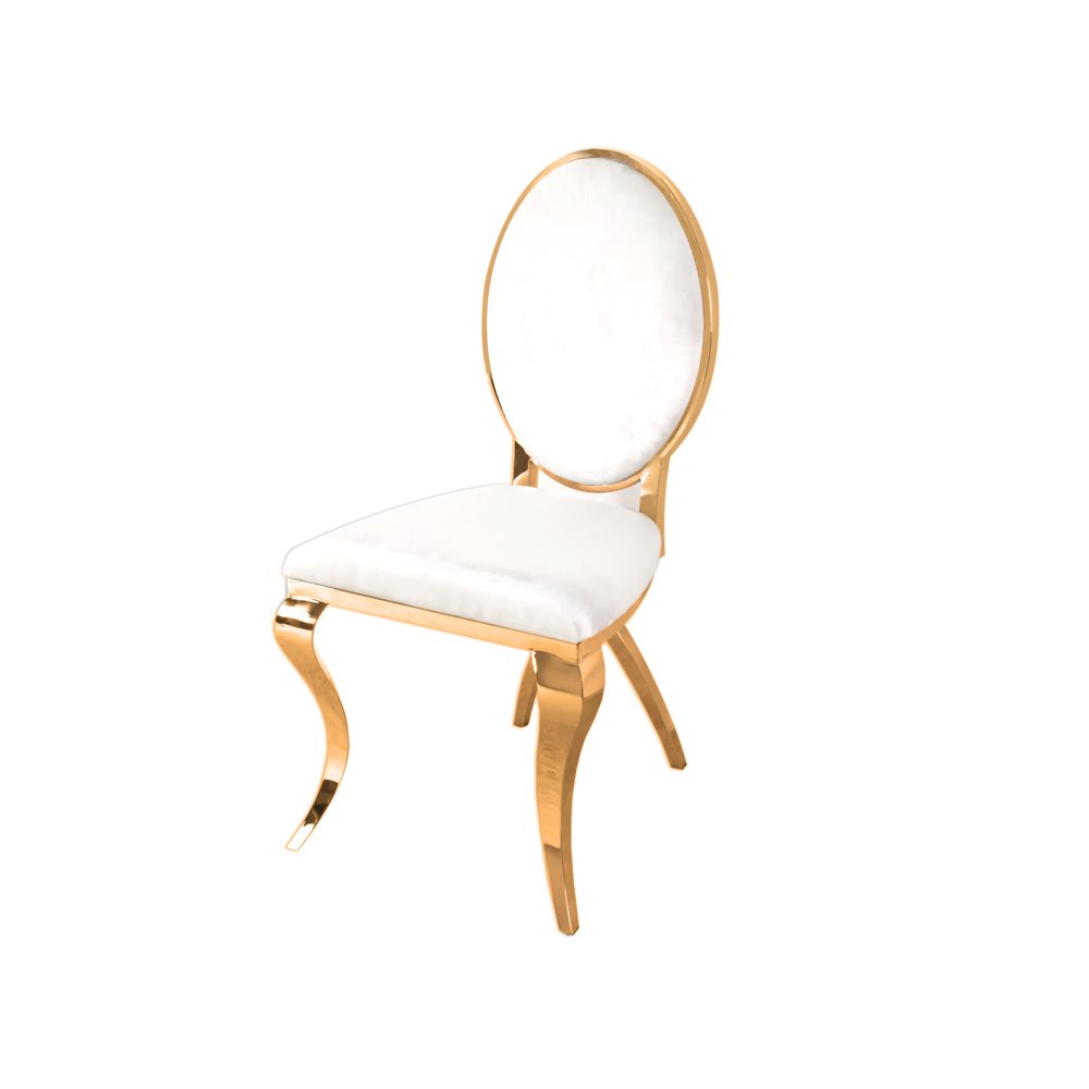 Krzesło z giętymi nogami biało-złote 50 x 54 x 99