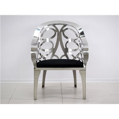 Fotel srebrny z ażurowym oparciem