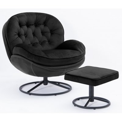 Fotel obrotowy LIMA z podnóżkiem czarny+czarny