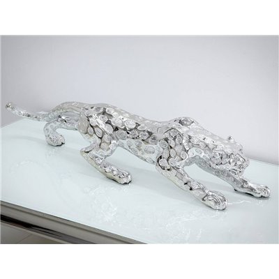 Figura geparda srebrna 54 x 12 x 15