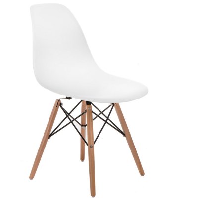 Krzesło P016W PP białe, drewniane nogi