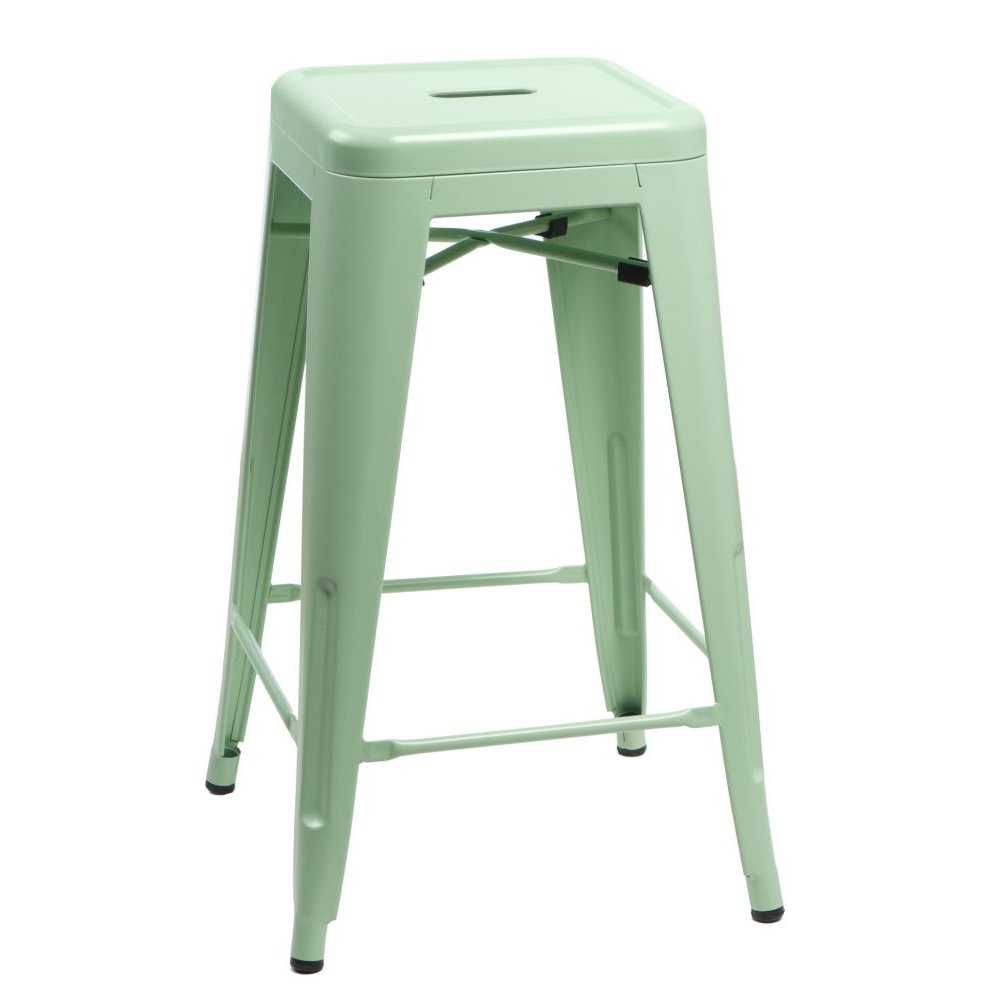 Stołek barowy Paris 66cm zielony inspirowany Tolix