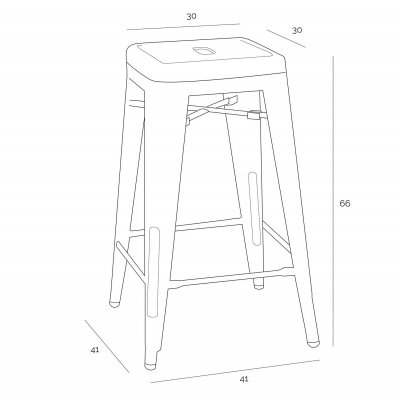 Stołek barowy Paris 66cm zielony inspirowany Tolix