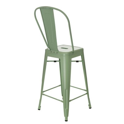 Stołek barowy Paris Back zielony inspirowany Tolix