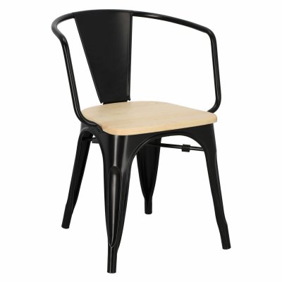 Krzesło Paris Arms Wood czarne sosna nat uralna
