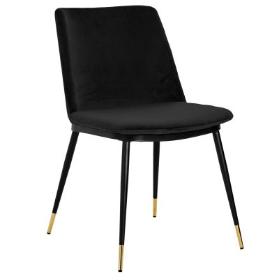 Krzesło DIEGO czarne - welur, podstawa czarno złota