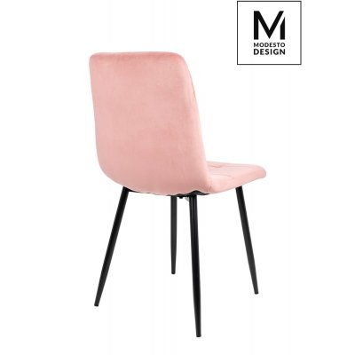 MODESTO krzesło CARLO pudrowy róż - welur, metal