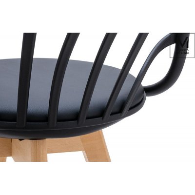 MODESTO krzesło ALBERT ARM czarne - polipropylen, ekoskóra, drewno bukowe