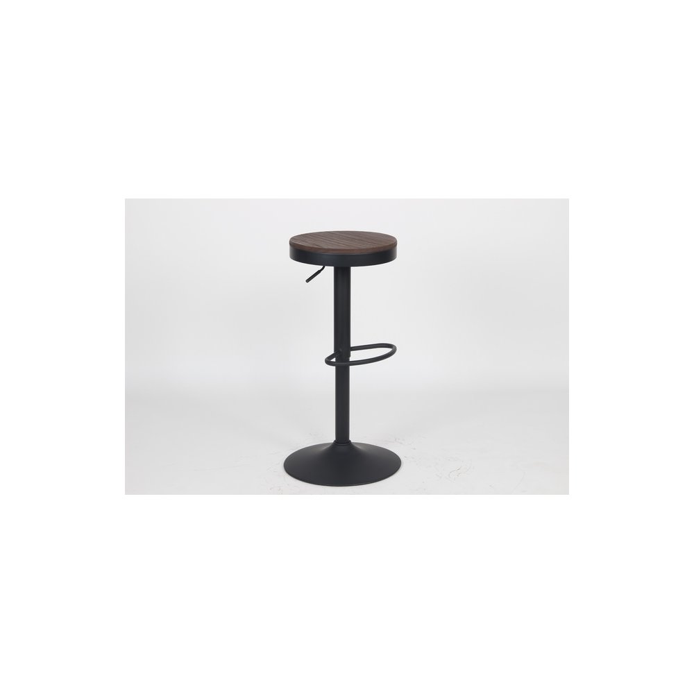 Krzesło barowe VOLT regulowane czarne / ciemny wiąz