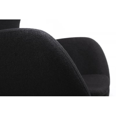Fotel EGG SZEROKI BLACK czarny.4 - wełna, podstawa czarna