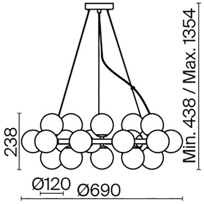 Dallas - Lampa wisząca okrągła 25 (biało-złota)