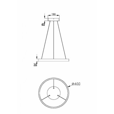 Rim - Lampa wisząca 1 (czarna, 3000K, 40cm)