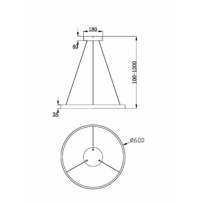 Rim - Lampa wisząca 1 (czarna, 3000K, 60cm)