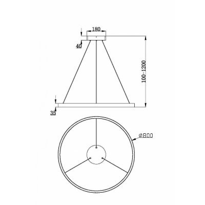 Rim - Lampa wisząca 1 (czarna, 3000K, 80cm)