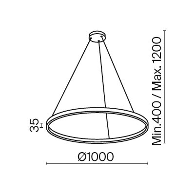 Rim - Lampa wisząca 1 (czarna, 3000K, 100cm)