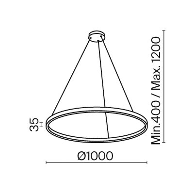 Rim - Lampa wisząca 1 (złota, 3000K, 100cm)
