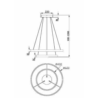 Rim - Lampa wisząca 2 (złoty, 3000K, 60cm)