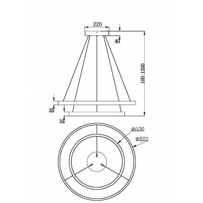 Rim - Lampa wisząca 2 (czarna, 3000K, 80cm)