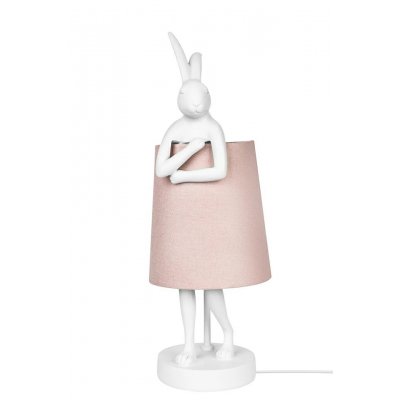 KARE lampa stołowa RABBIT 50 cm  biała / różowa