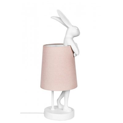 KARE lampa stołowa RABBIT 50 cm  biała / różowa