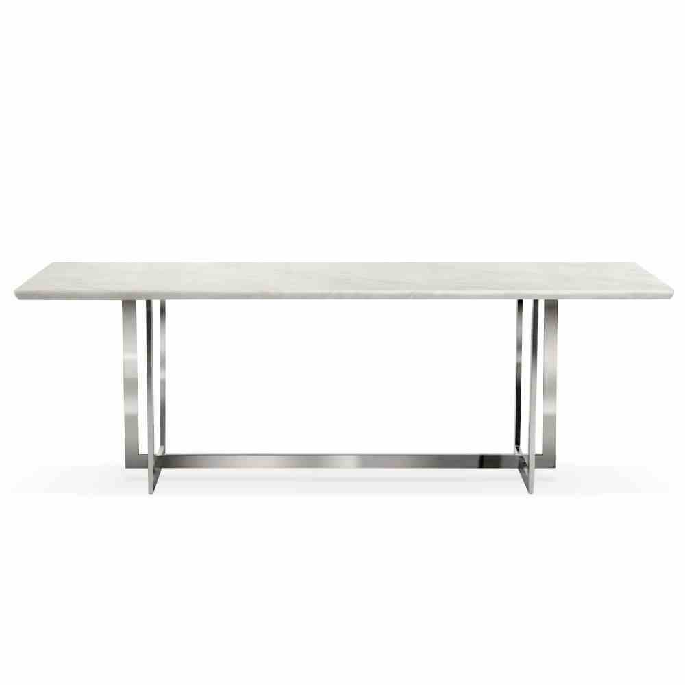 Stół MARBLE 180x90 biały marmur / noga srebrna