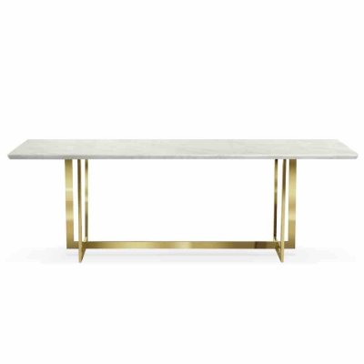 Stół MARBLE 180x90 biały marmur / noga złota
