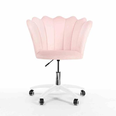Krzesło obrotowe PRINCESSA różowy, noga biała