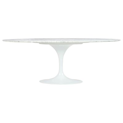 Stół TULIP ELLIPSE MARBLE CARRARA biały - blat owalny marmurowy, metal
