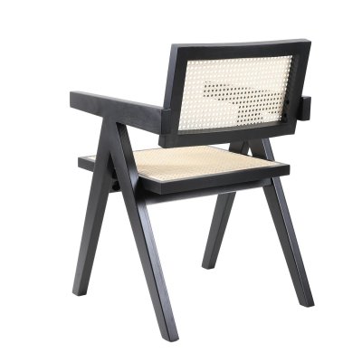 Krzesło BOHO drewniane w kolorze czarnym z podłokietnikami