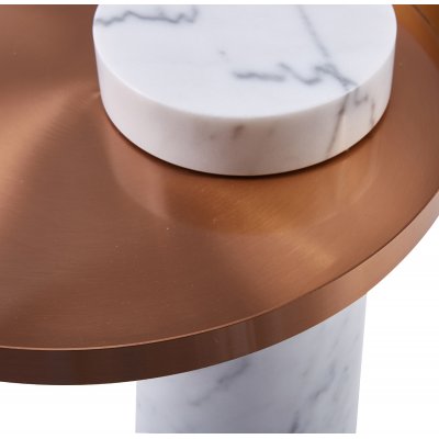 Stolik kawowy COLUMN marmurowy biały miedziany 55 cm