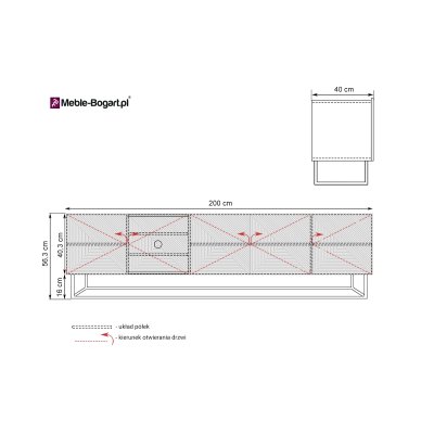 Asha - Szafka RTV 5D 200 cm na stelażu